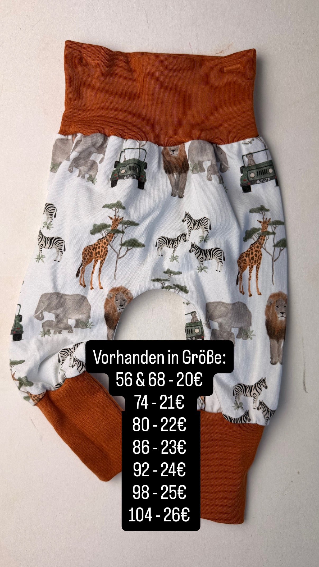 SK MW Hosen: Musselin Gr. 62, Safari Gr. 56